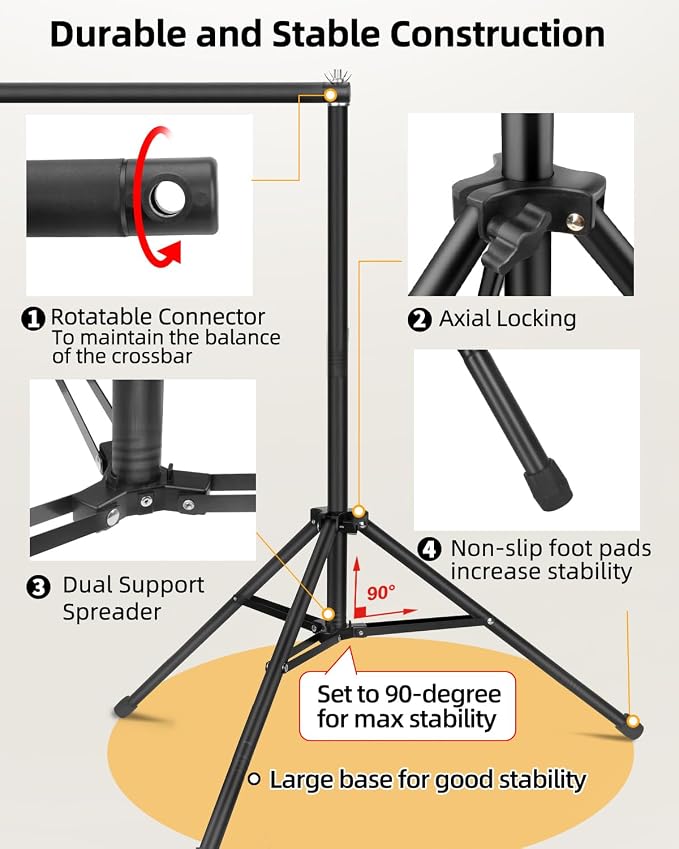 Hemmotop Photo Backdrop Stand, Secure Straight Thread Connection | Stable Metal - Image 7
