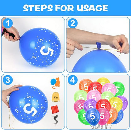 Ainiv 5th Birthday Balloons 18PCS, 12inch Numbers Printed Latex Balloons | 5th - Image 3