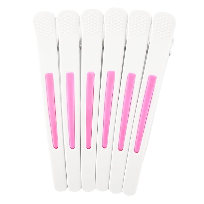 6Pcs/set Pinup Plastic Duck Bill Hair Clips for Sectioning Hair - Professional Non Slip Silicone band Clips Salon DIY Accessories Hairpins Hairgrip for Women(White-Style2)
