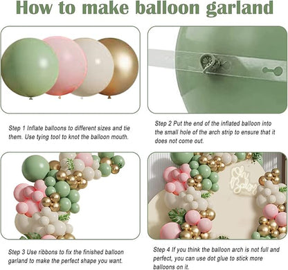 Sage Green Pink Balloons Garland Kit, Sand White Gold, Party Decor | Olive - Image 3