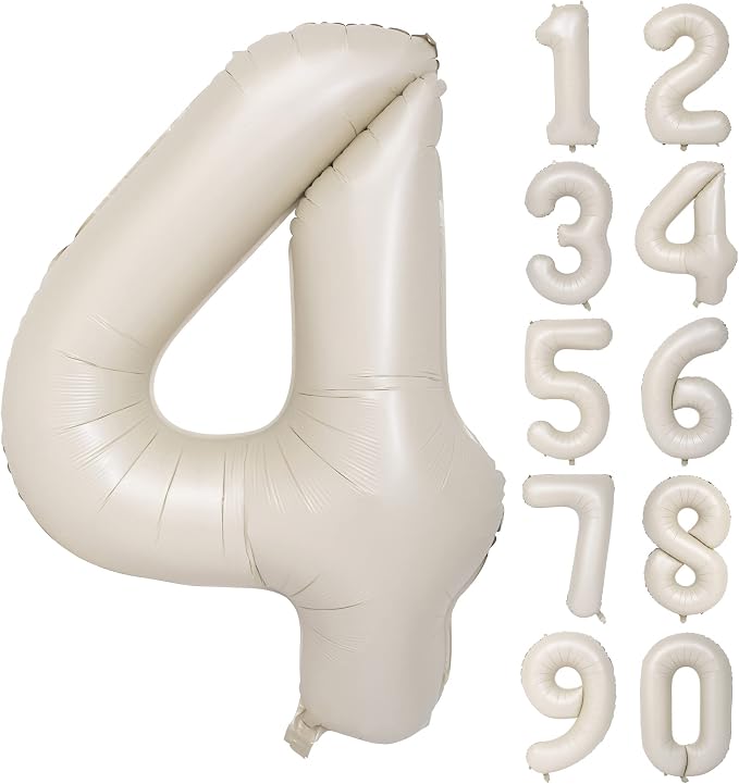 40 In Cream white Number 4 Balloons Helium Foil Mylar Balloon Digital 4 | by Exquisitehighqualitypartydecorationstomeetyoureveryneed%EF%BC%81