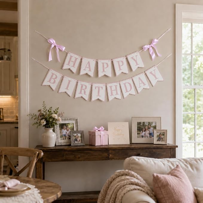 Pink Happy Birthday Banner - Image 4