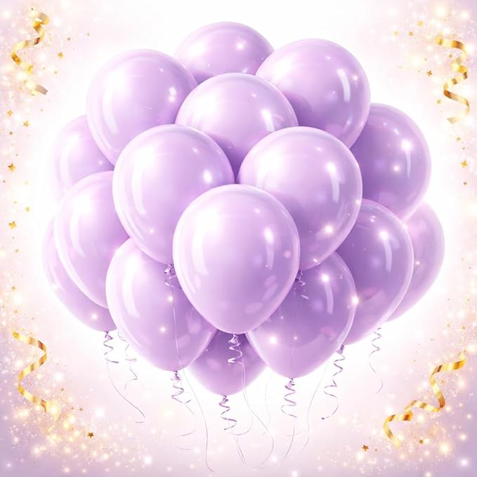 Pastel Purple 100 Pack, 12 Inch Lavender Light Purple Lilac Round Helium by Tamodan+for+better