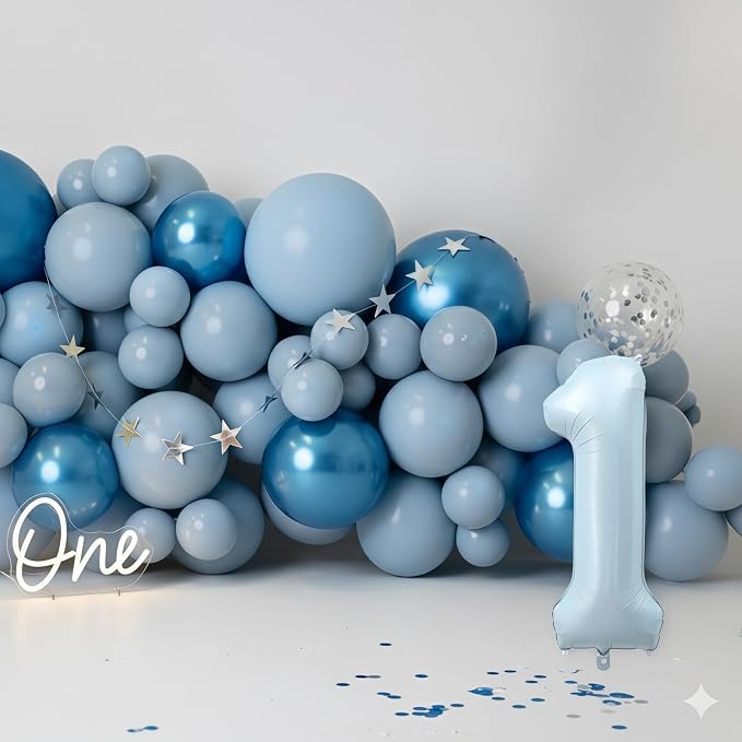 Big Number 1 Balloons, Light Matte Sky Blue Foil 1 Balloon Numbers 40 Inch - Image 6