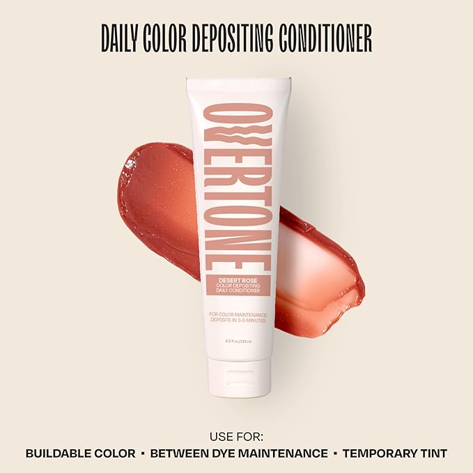 Overtone Daily Color Depositing Conditioner: 4.5oz Temporary Coloring Conditioner w/Shea Butter & Coconut Oil, Refresh Color & Prevent Fading, Vegan & Cruelty-Free, Rose Gold is Desert Rose