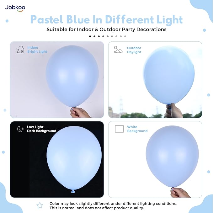 Jobkoo Pastel Blue Balloons 12 Inch - Image 3