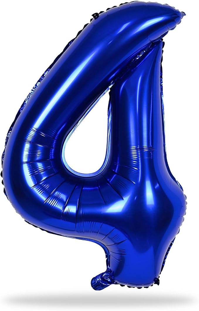 Navy Blue Foil Balloon Number 4, Large Dark Blue Number 4 Helium Balloon - Image 8