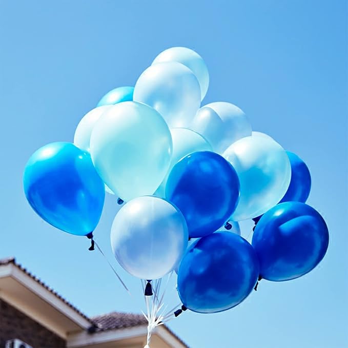 Blue Balloon Set, 60 Packs 12 Inches Metallic Balloons Pearl Macaron Baby Blue - Image 3