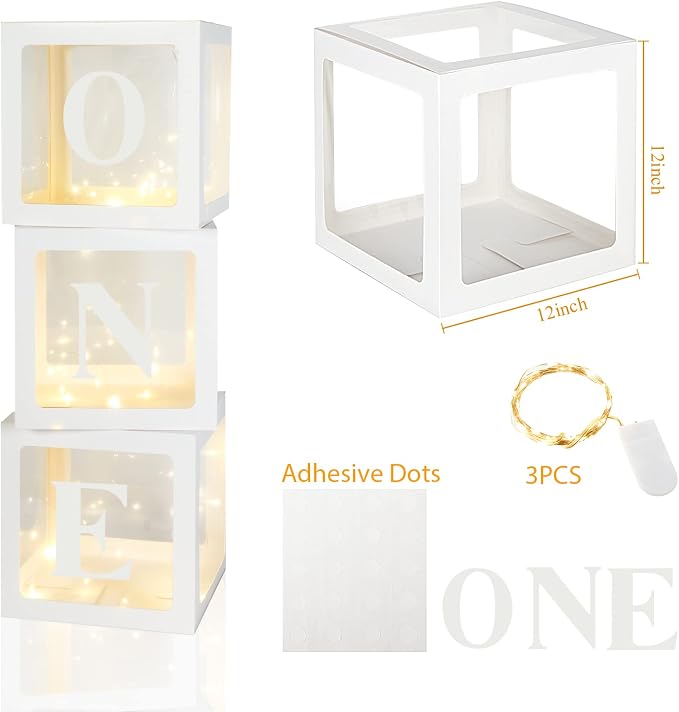 Qeeenar 3 Pcs Balloon Box Decorations First Birthday Decorations - Image 2