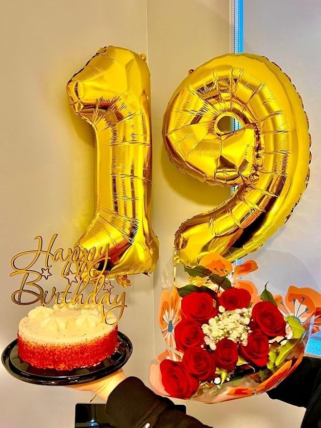 Number Balloons 40 Inch Gold 19 Balloon - Image 2