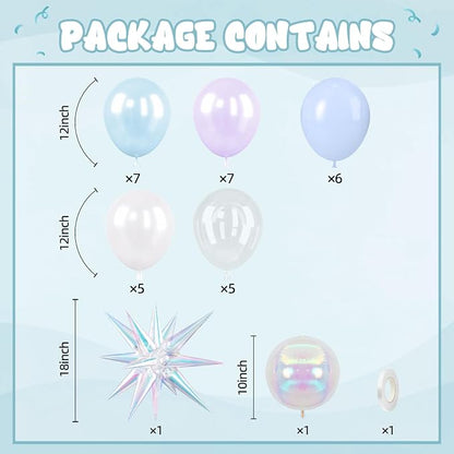 Iridescent Balloons, 12 Inch Pastel Blue Purple Transparent Latex Balloons - Image 2
