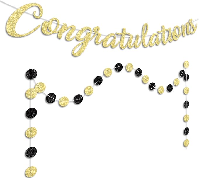 Gold Congratulations Banner Sign Prestrung Congrats Banner Garland - Image 7