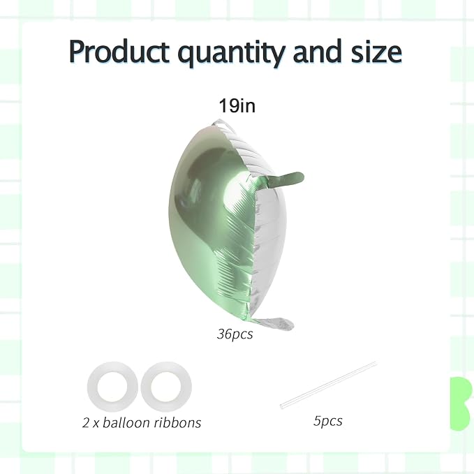 36pcs Sage Green & White Square Foil Balloons - Image 3