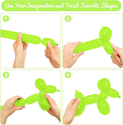 100Pcs Light Green 260 Balloons, Long Balloon - Image 4