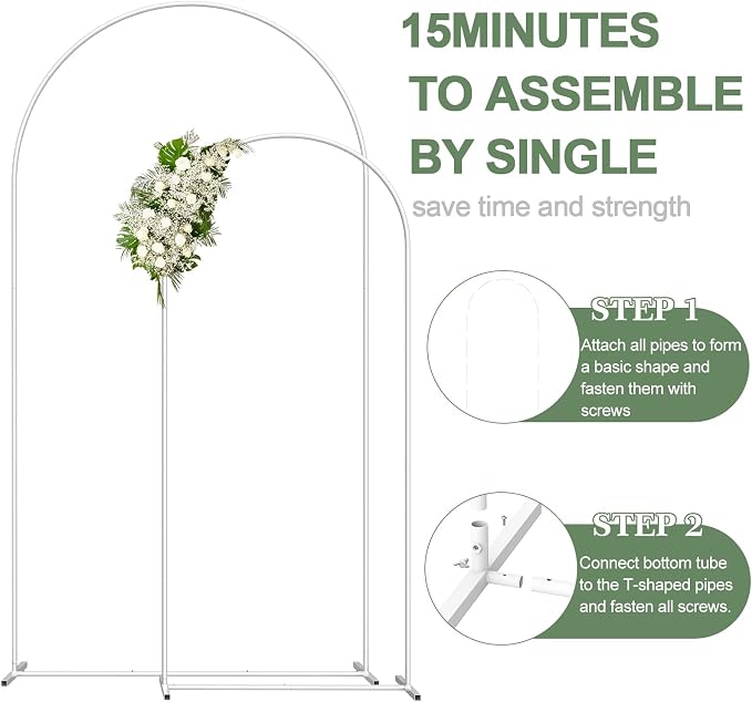 Wedding Arch Backdrop Stand Set of 2, 7.3FT & 6FT | Metal Arch Backdrop Stand - Image 4