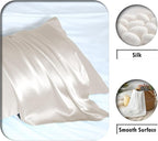 Silk Pillow Cases 2 Pack Soft Breathable and Sliky Queen Size Pillow Cases Set of 2,Natural Mulberry Satin Silk Pillowcase with Hidden Zipper for Hair and Skin (Beige,20"X 30",2pcs)