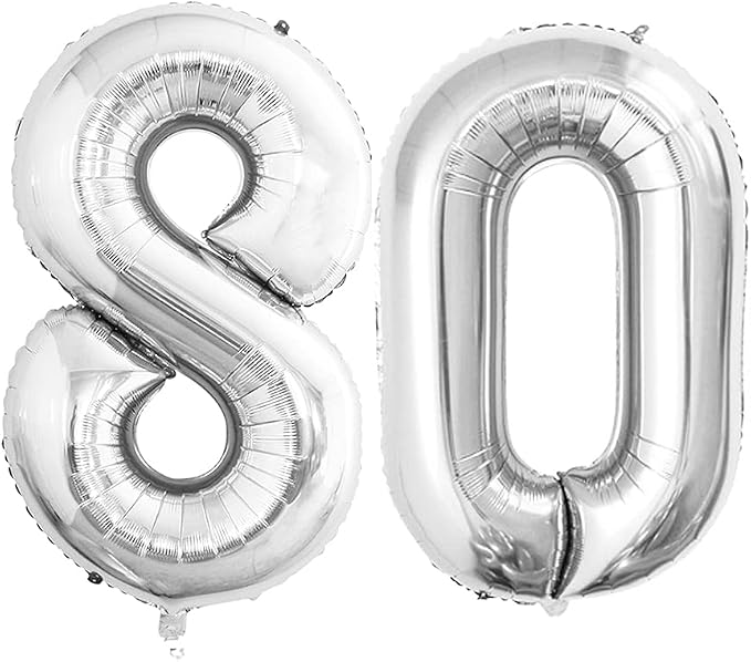 Number 80 Balloons for 80th Birthday Party Decorations, 42 Inch Jumbo Foil by GOER