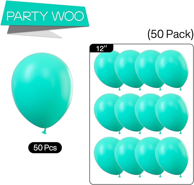 PartyWoo Teal Balloons 50pcs Turquoise Dark Teal Color 12 Inch | Balloons - Image 7