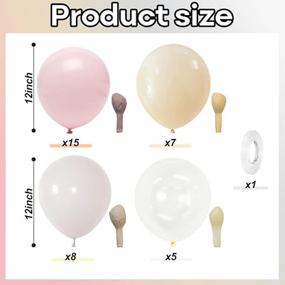 Pastel Pink and White Balloons, 12 Inch 35PCS Light Baby Pink Beige Cream White - Image 2
