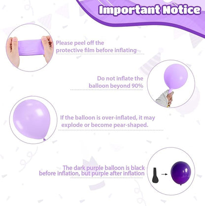 Purple Pink Black Balloons, 12 Inch Pink Black Macaron Dark Metallic Purple - Image 3