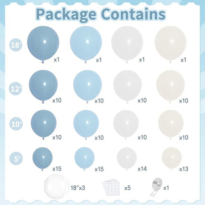 Dusty Blue Balloons Arch Kit, Sand White, Different Size | Latex Balloons - Image 2
