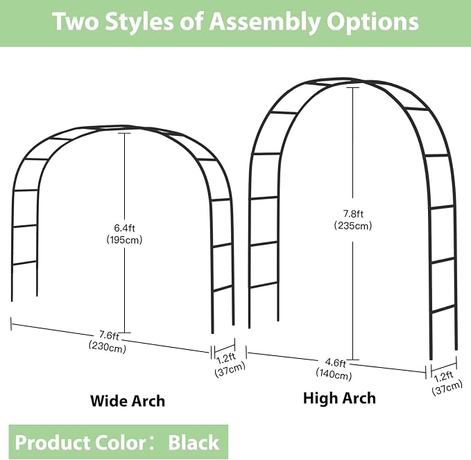 RUBFAC 7.8ft Garden Arch, Metal Trellis - Image 2