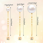 15 Pcs Gold Pearl Hair Pins, Pearl Hair Clips Slides in 3 Sizes Wedding Elegant Pearls Hairpins Decorative Bobby Pins Barrettes Accessories for Women Brides Bridesmaid