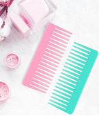 Wide and Large Detangling Comb for Long, Curly, Wet Hair - No Handle Styling and Shampoo Comb (2 Pieces - Pink, Cyan)