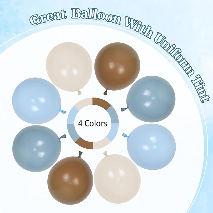 60pcs Blue and Brown Balloons 12inch - Image 3