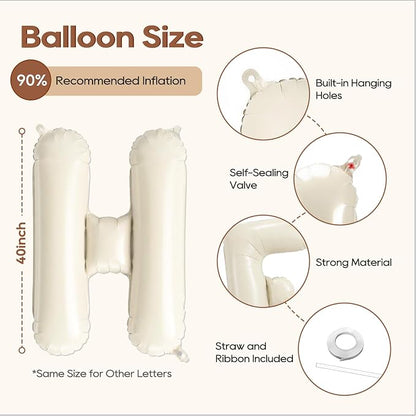 Beige HOME Balloons, 40 Inch Welcome HOME Cream White Letter Balloon - Image 2
