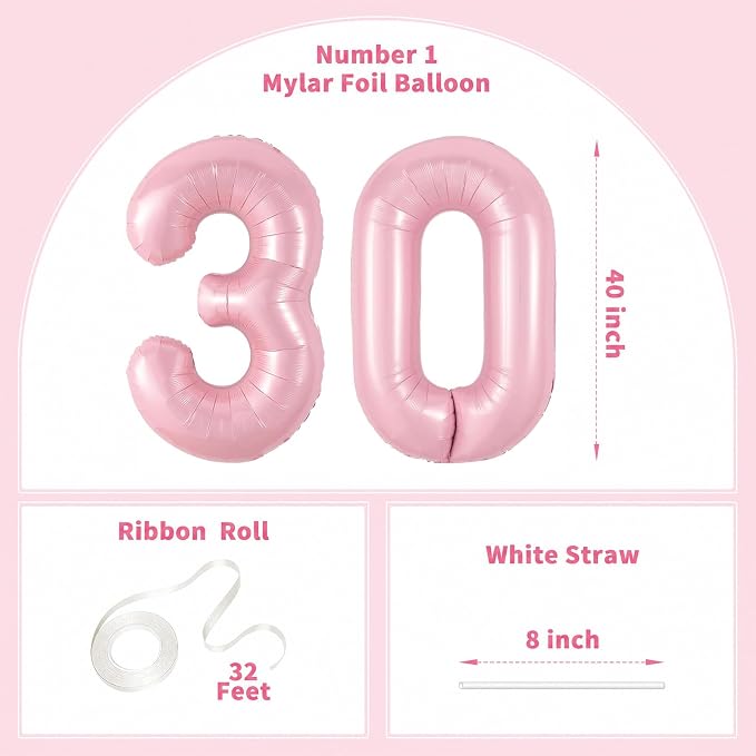 Number Balloons Pink Party Balloon - Image 2