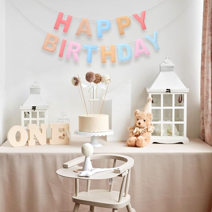 Felt Happy Birthday Garland Rainbow Banner Reusable Happy Birthday Sign Party - Image 2