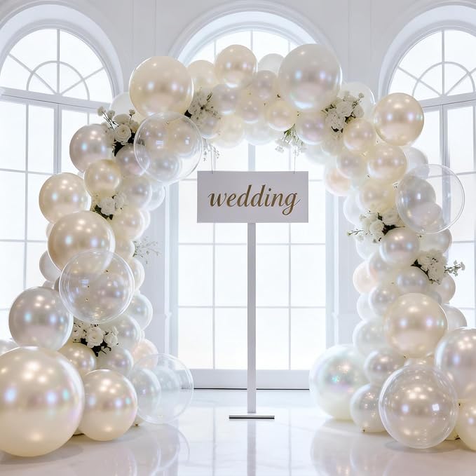 Pearl White Beige Balloons Arch Kit, Double Stuffed, Party Decor. | White - Image 8