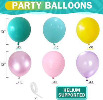 HILAVO Pastel Balloons 60 Pcs Metallic Pink Purple Teal Blue Yellow Multicolor - Image 2