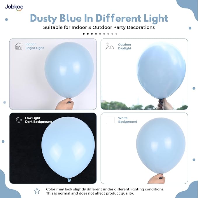 Jobkoo Dusty Blue Balloons 12 Inch - Image 3