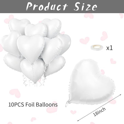 Biapian White Heart Balloons Helium, Brithday Party, Anniversary - Image 2