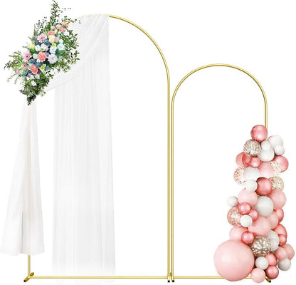 Wedding Arch Backdrop Stand Set of 2, 7.3FT & 6FT | Metal Arch Backdrop Stand by Fogein