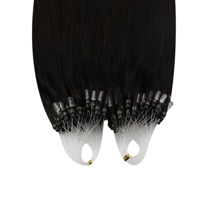 YoungSee Micro Bead Hair Extensions Real Human Hair Dark Brown Microlink Hair Extensions Human Hair Brown Beaded Hair Extension Long Hair Micro Hair Extension 24In for Date Nights 50s 50g