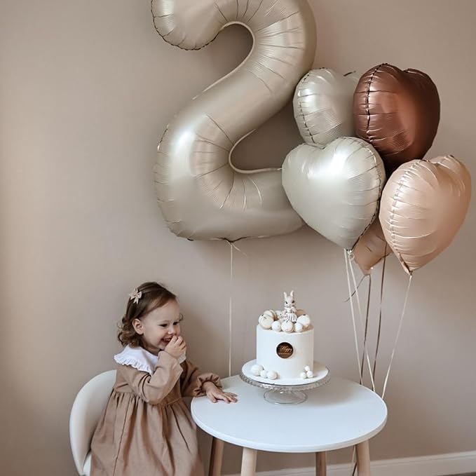 Brown Apricot Heart Balloons, 18inch Nude Neutral Foil Balloons - Image 4