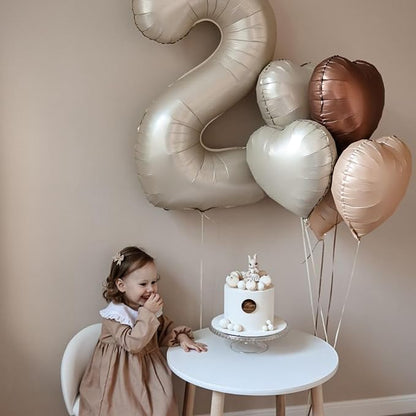 Brown Apricot Heart Balloons, 18inch Nude Neutral Foil Balloons - Image 4