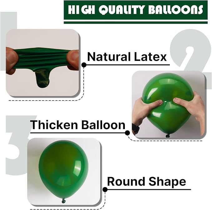 PartyWoo Dark Green Balloons 100pcs Emerald Hunter Forest Green Color | 12 Inch - Image 9