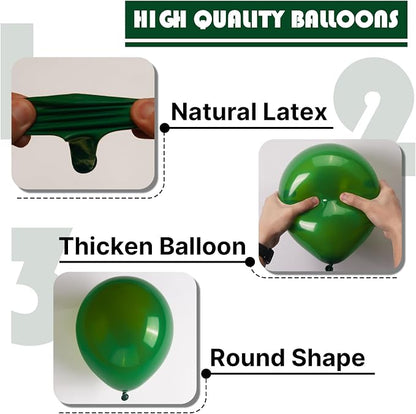 PartyWoo Dark Green Balloons 100pcs Emerald Hunter Forest Green Color | 12 Inch - Image 9