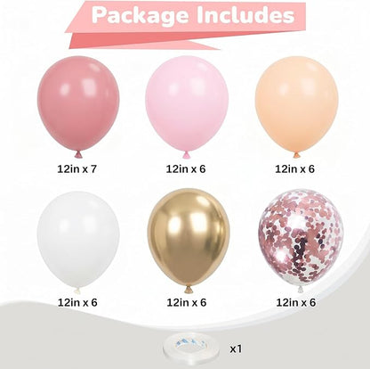 Dusty Pink Palloons 12 Inch Blush Light Pink Beige Nude Apricot Champagne Gold - Image 2