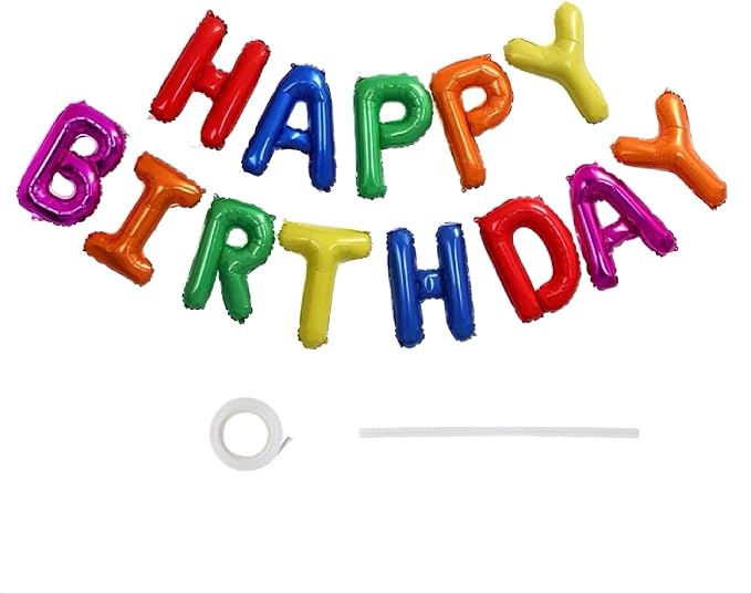 16" Happy Birthday Foil Letter Balloons Banner Set | Alphabet Balloons by EHCBHG