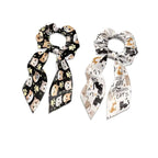 Cat Scarf Scrunchies for Women Paw Print 2 Piece Knotted Bow Hair Scrunchies Lightweight Bow Hair Tie with Knot Non Damage