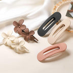 5 PCS Flat Hair Clips, Medium Lay Flat Claw Clips for Women Girls, 2 Styles Stylish Matte Non-slip Hair Claws for Thick Thin Hair(Brown&White)