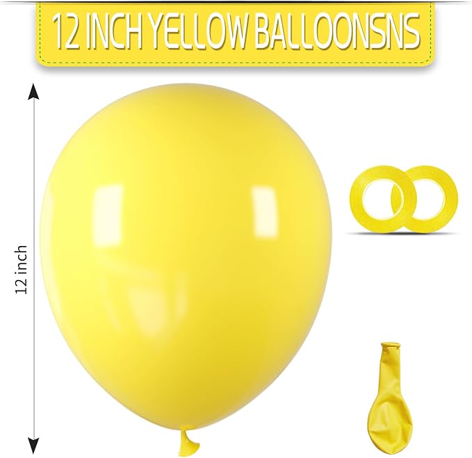 Yellow Balloon 12 inch 100 Pack Latex Party Balloons Round Helium Yellow - Image 2