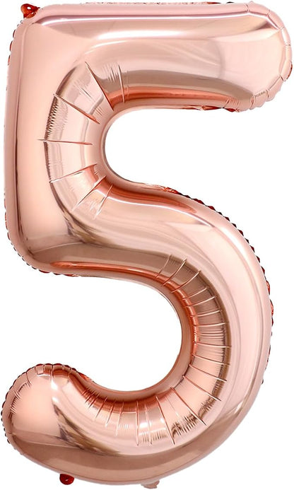 40 Inch Rose Gold Number 5 Balloon, Giant Number Balloons, Birthday Decor | by Unknown