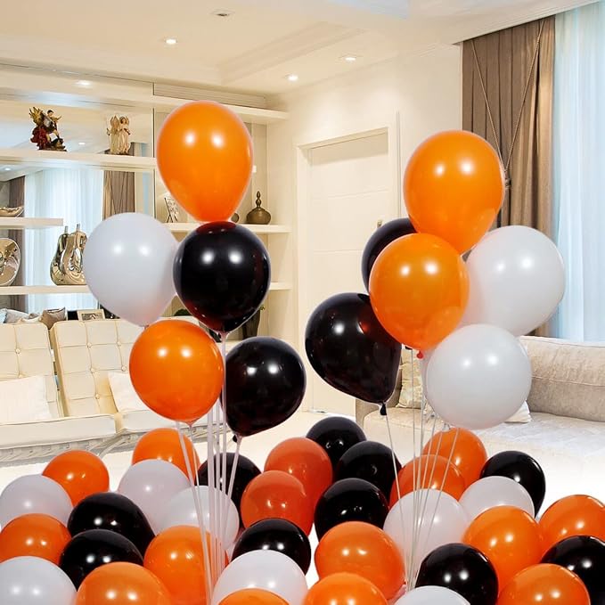 300 Pack Orange Black and White Balloons - Image 5