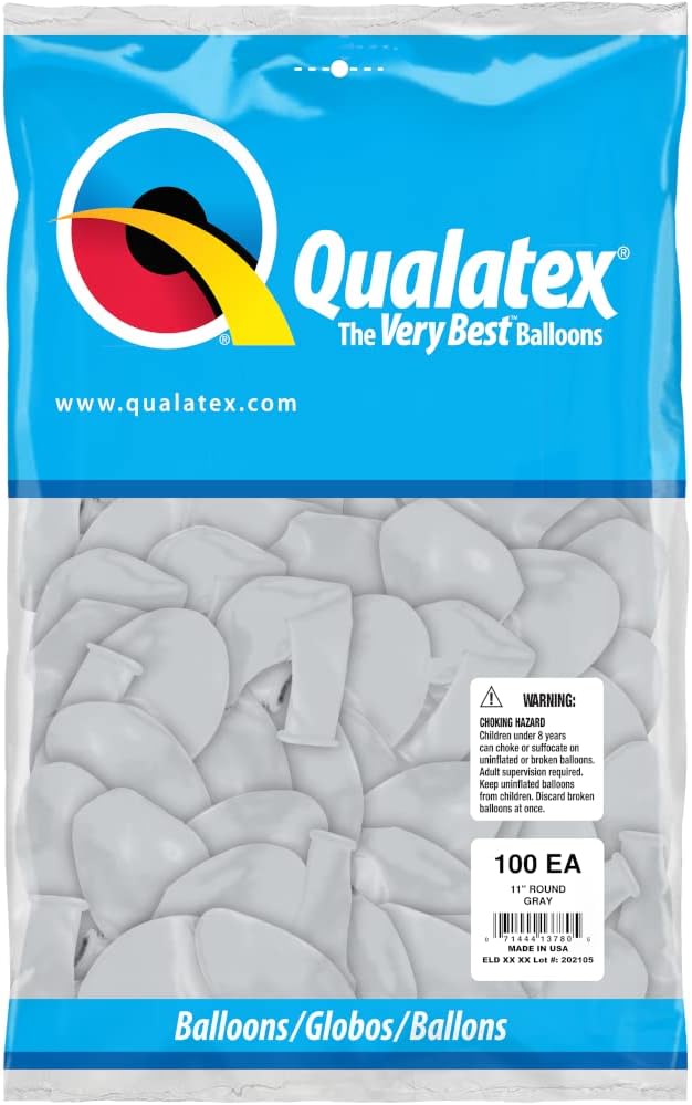 Qualatex 11" Gray Latex Balloons by Pioneer Balloon Company - Image 2